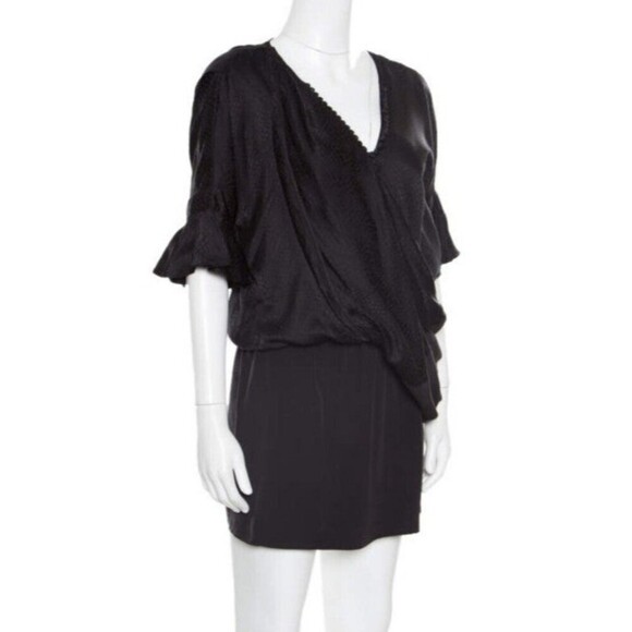 Balenciaga Black Silk Animal Scale Pattern Side Draped Dress - Picture 10 of 11